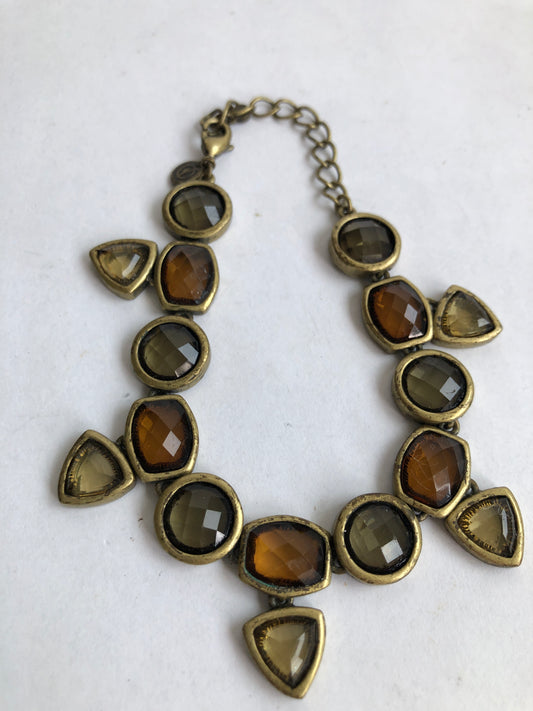 Liz Claiborne Earth Tone Faceted Stone Collar Necklace
