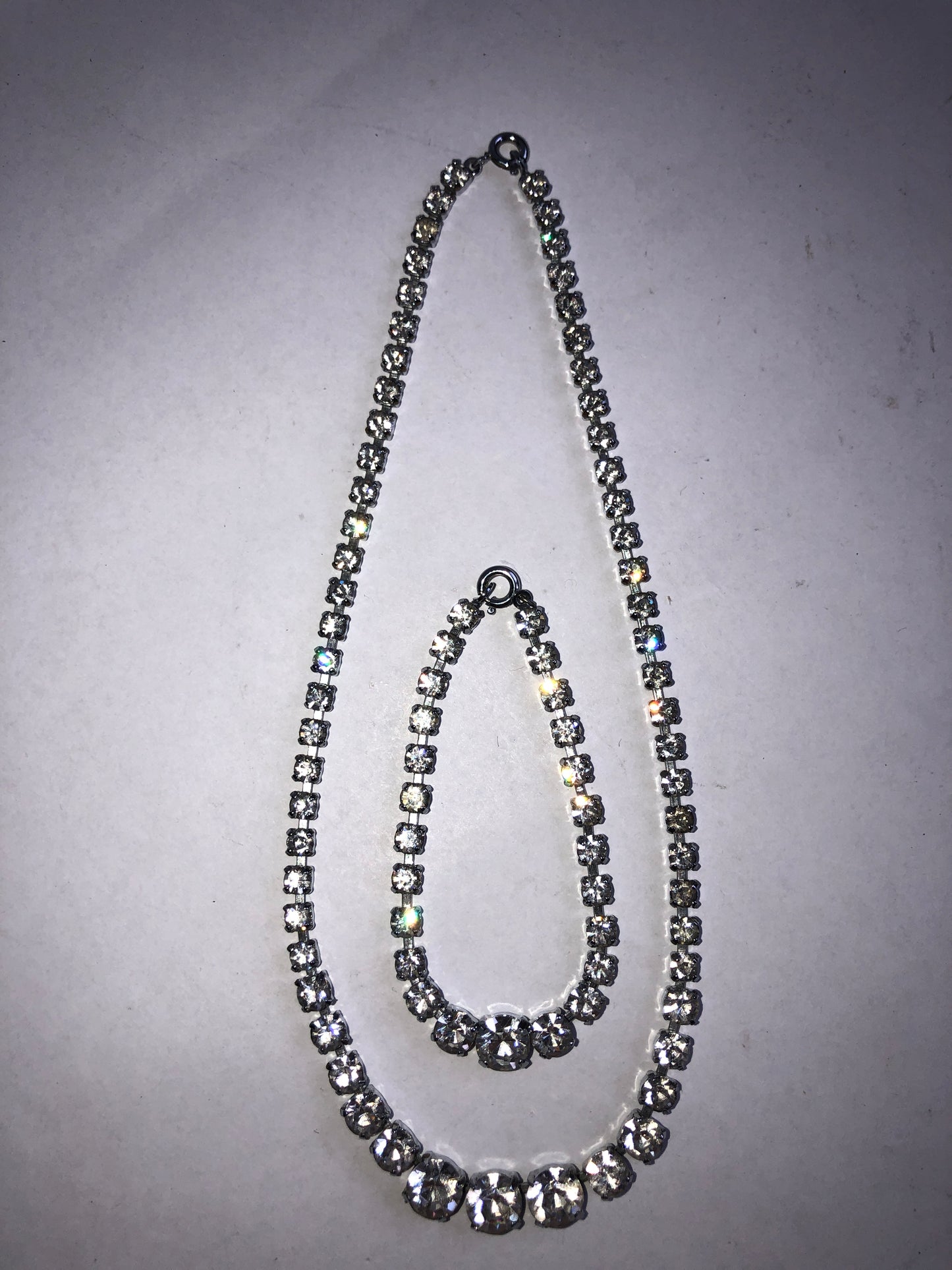 Vintage Clear Rhinestone Rivi√®re Necklace & Bracelet Set