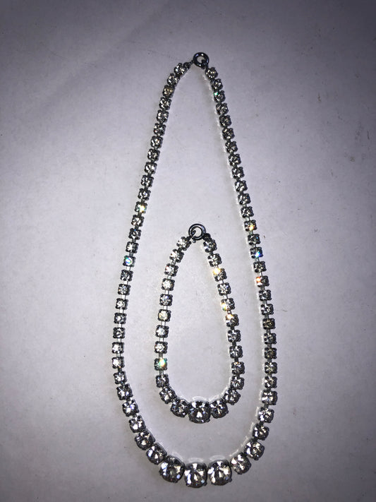 Vintage Clear Rhinestone Rivi√®re Necklace & Bracelet Set