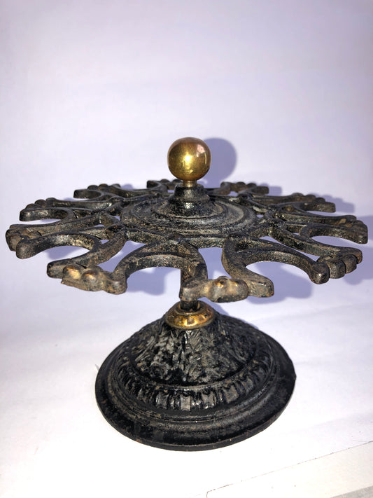 Antique Cast Iron Stamp Seal Carousel Desk Holder Victorian Edwardian