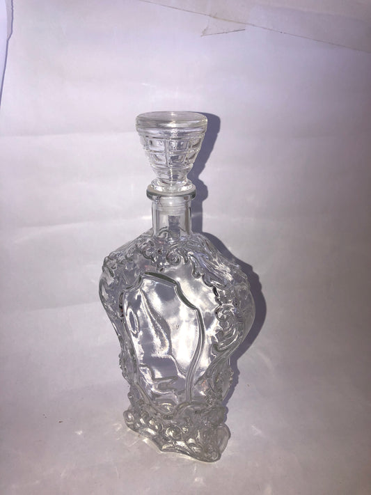 Vintage Ornate Pressed Glass Decanter Rococo Baroque Style
