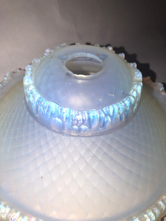 Art Deco Opalescent Glass Bowl Shade Ezan Style Diamond Quilt