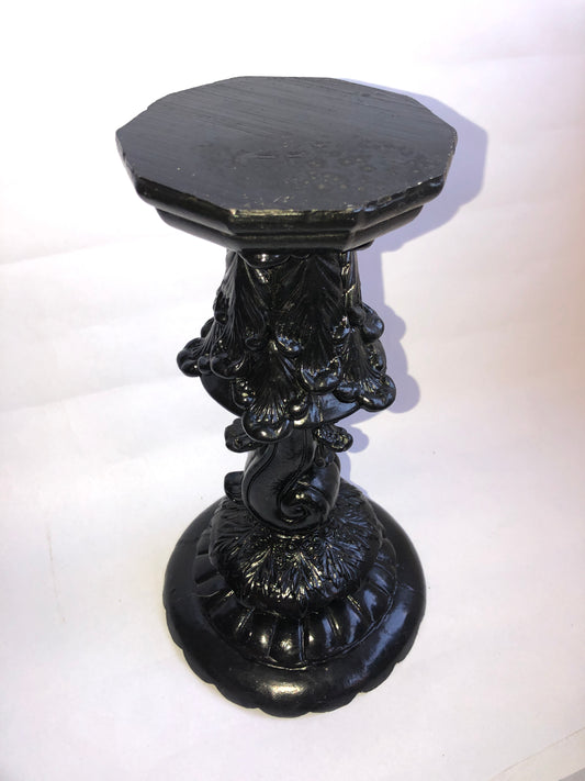 Ornate Black Pedestal Stand Acanthus Leaf Detail
