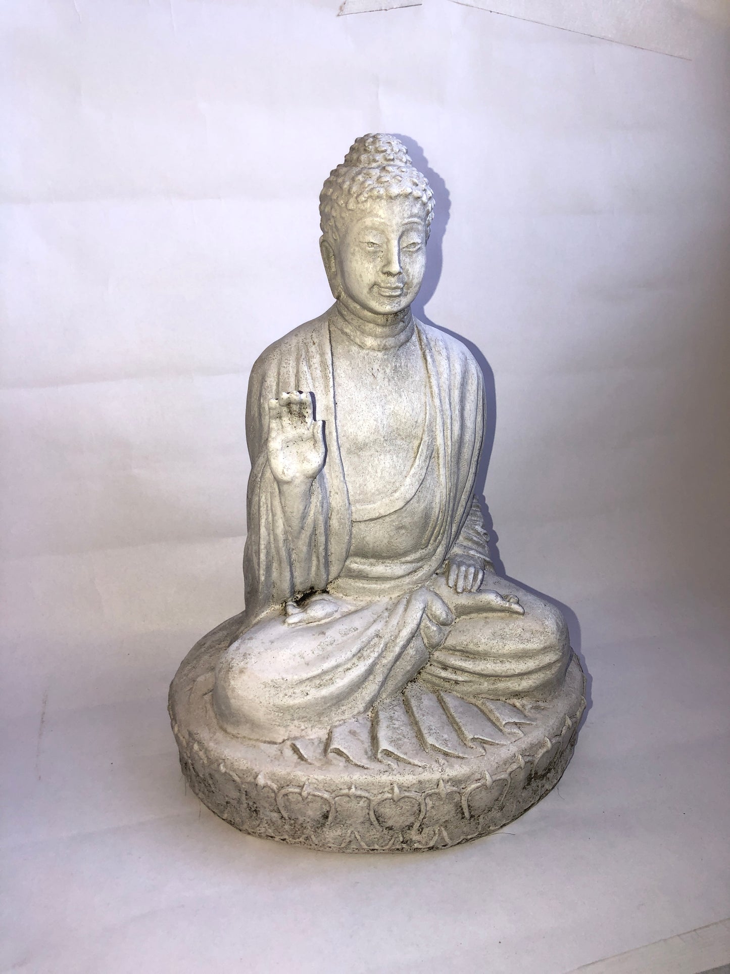 Weathered Stone Effect Buddha Garden Statue Lotus Base