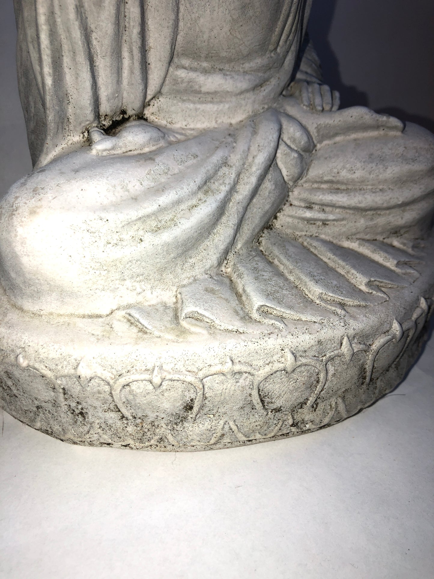 Weathered Stone Effect Buddha Garden Statue Lotus Base