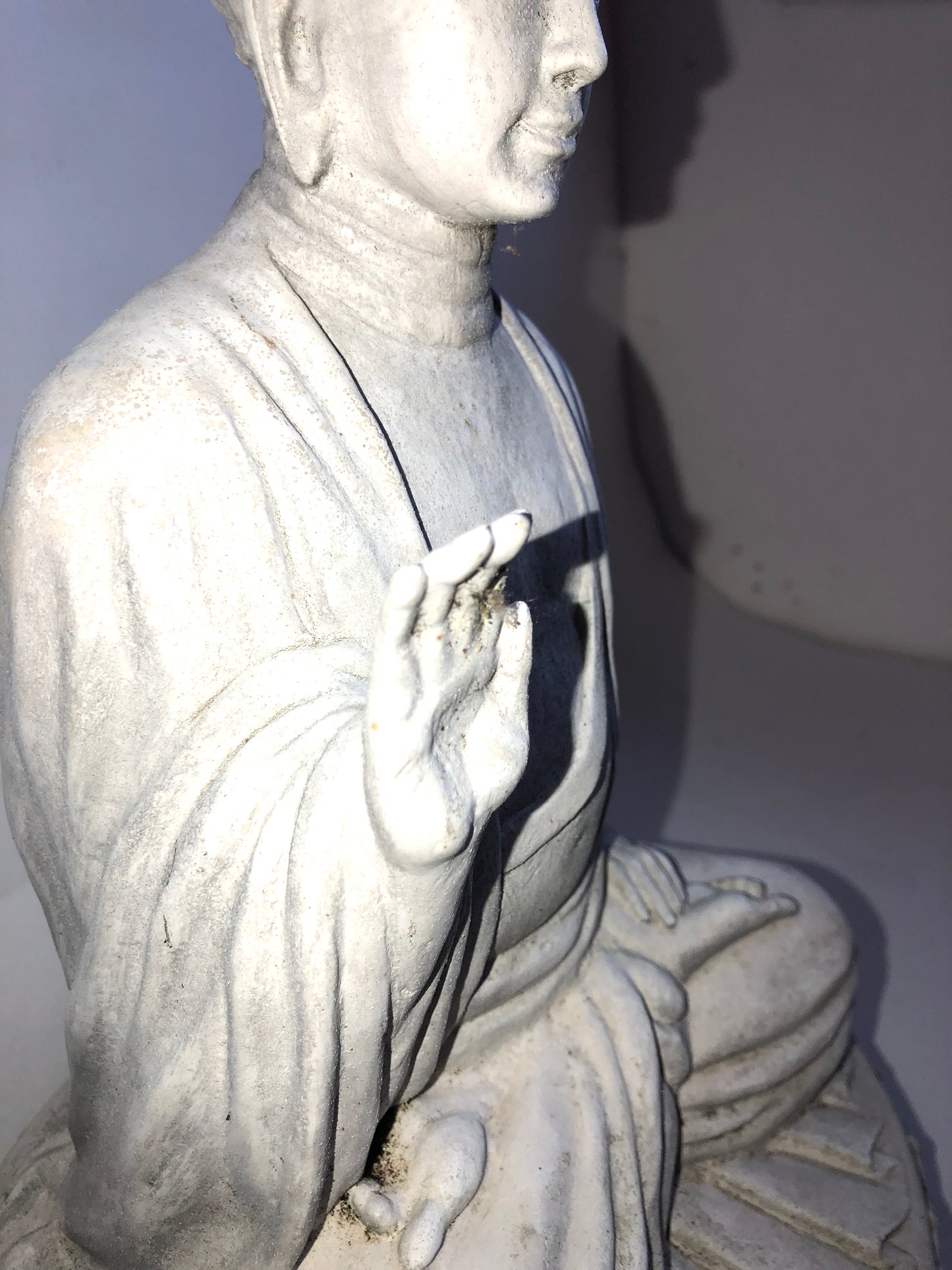 Weathered Stone Effect Buddha Garden Statue Lotus Base
