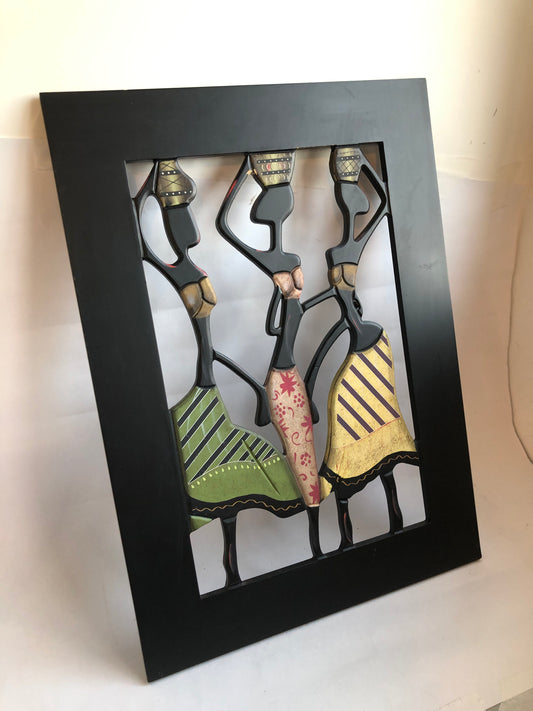 Framed African Style Women Figurative Wall Art Trio