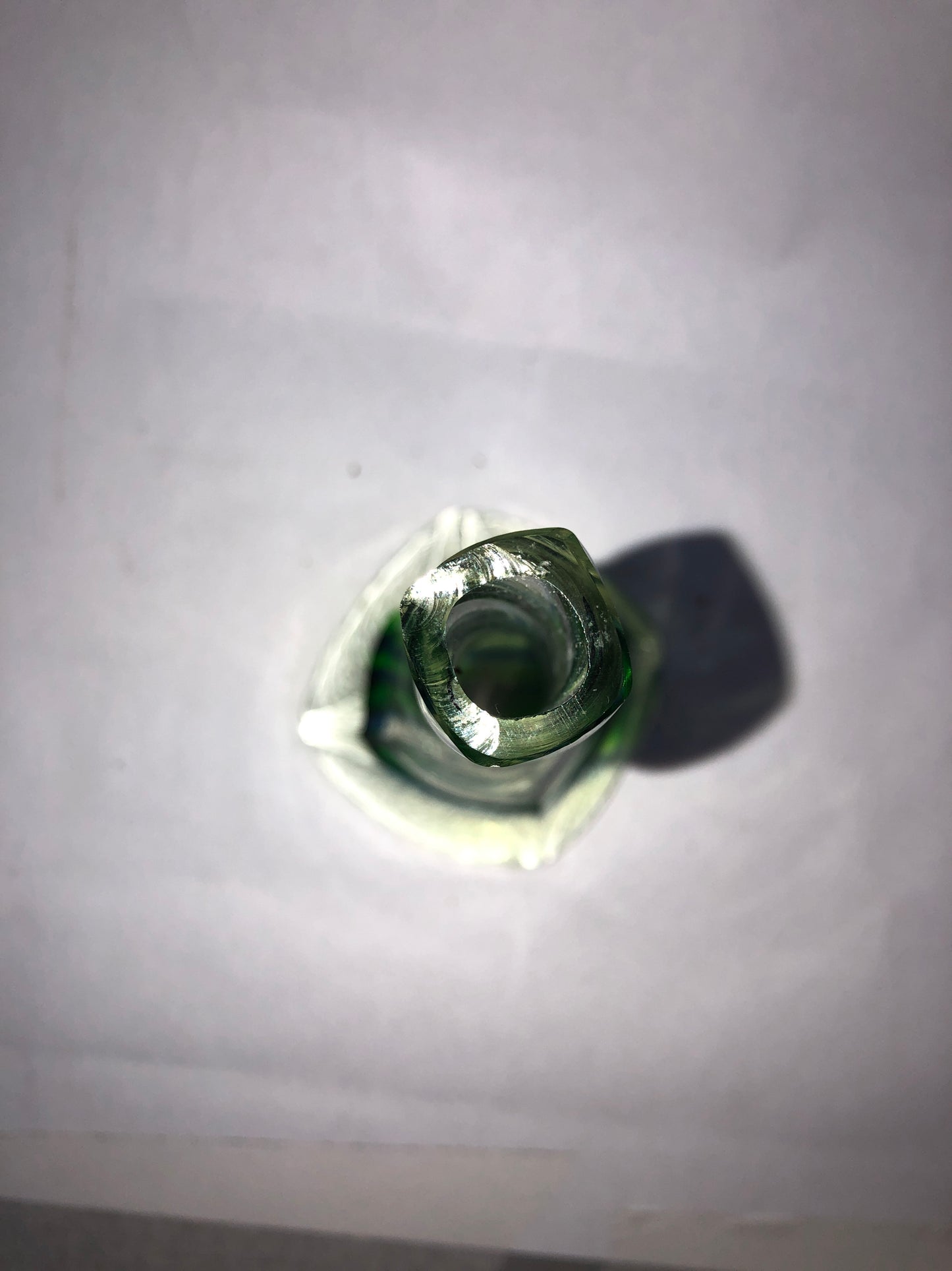 Vintage Green & Blue Twisted Spiral Art Glass Bud Vase Clear Base