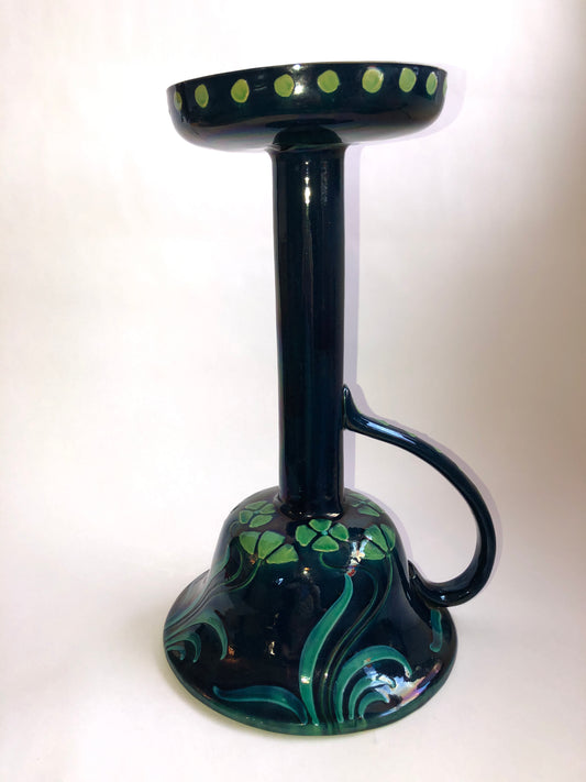 Wardle England Art Nouveau Candlestick Oil Lamp Base Iridescent Glaze