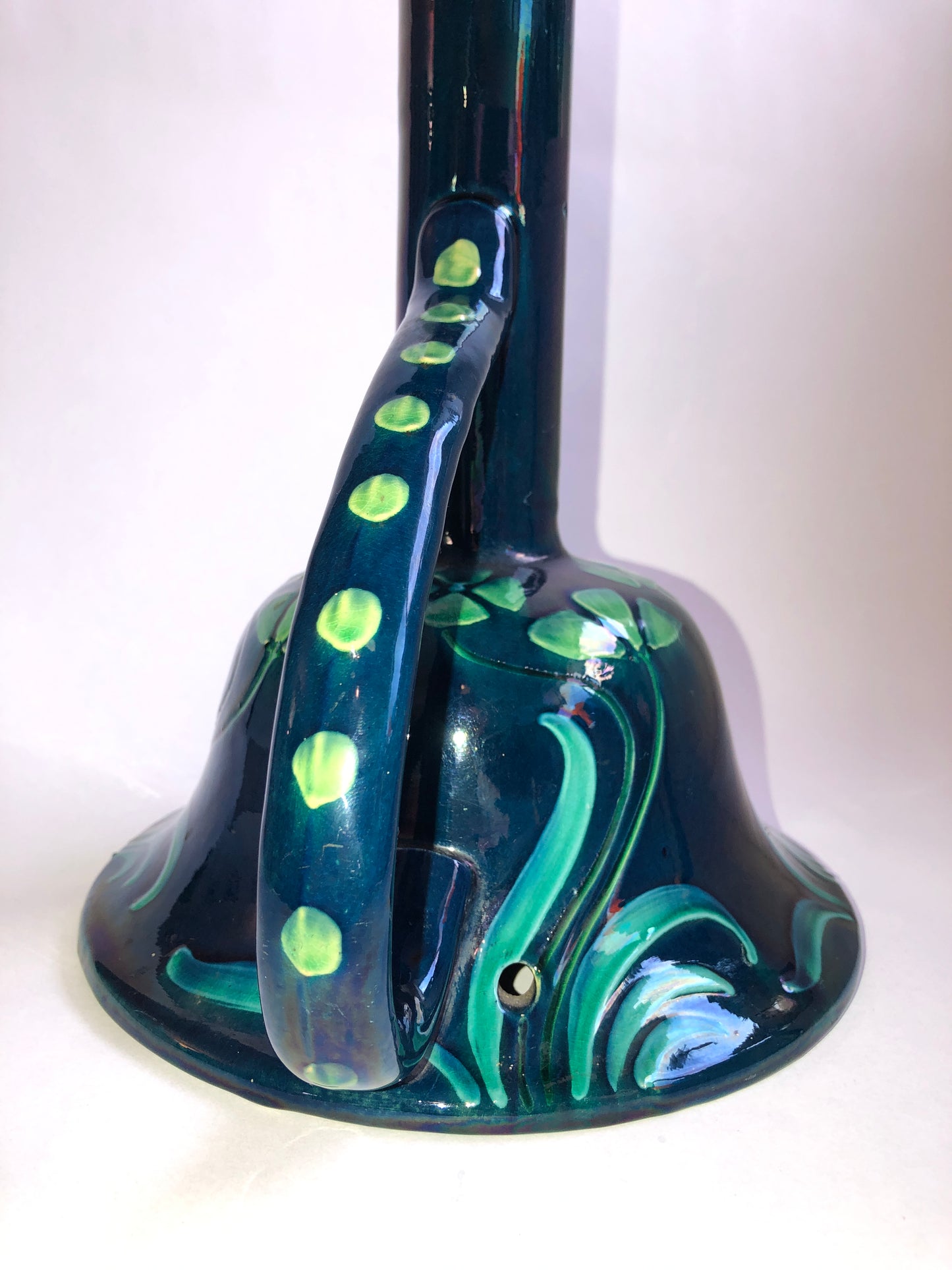 Wardle England Art Nouveau Candlestick Oil Lamp Base Iridescent Glaze