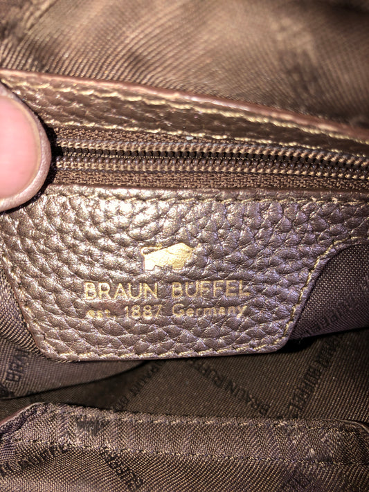 Braun B√ºffel Pebbled Leather Crossbody Bag Bronze Metallic