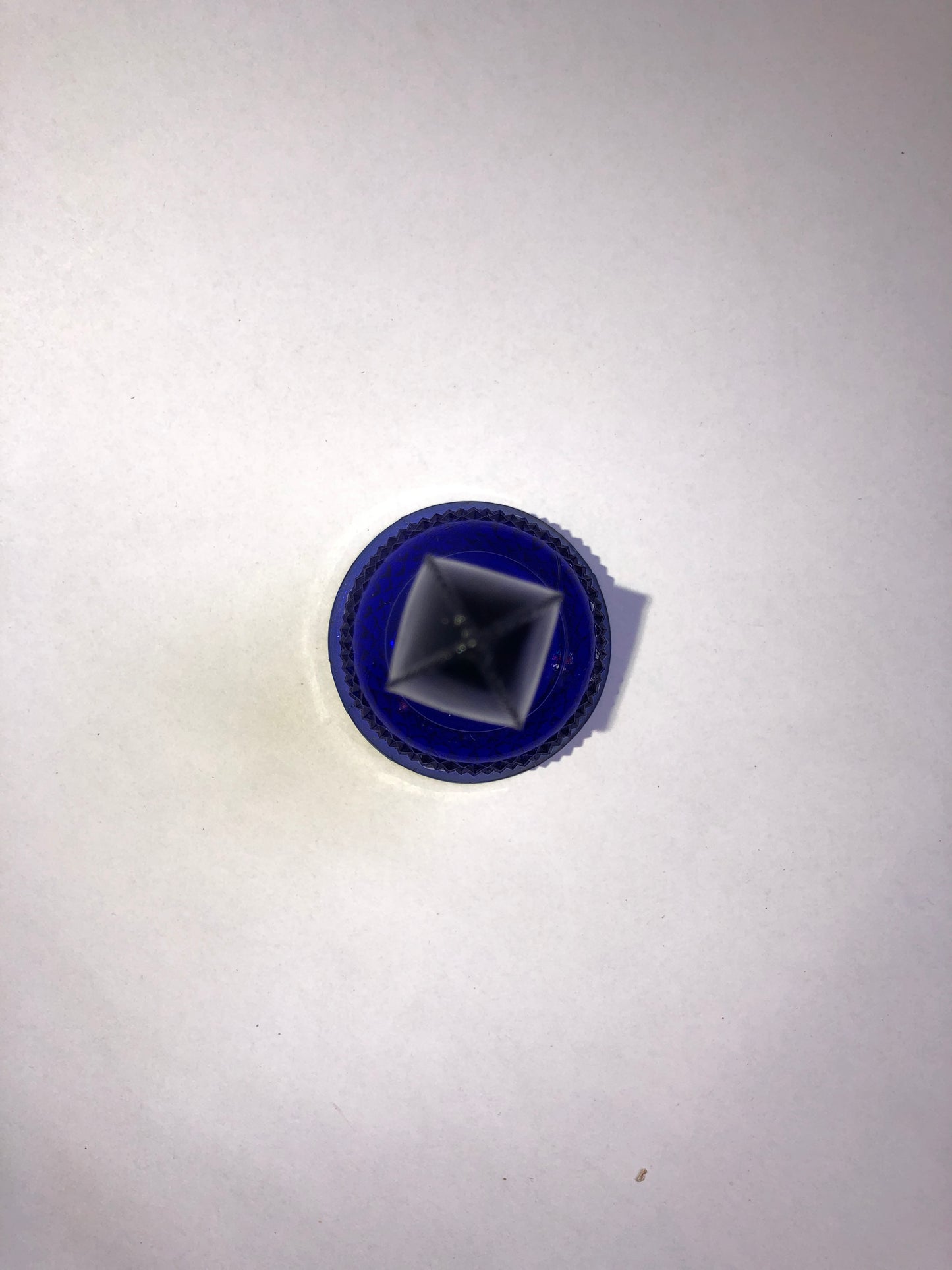 Vintage Cobalt Blue Pressed Glass Bell with Diamond & Scroll Pattern