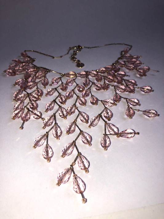 W & Co. Pink Faceted Bead Cascading Statement Necklace