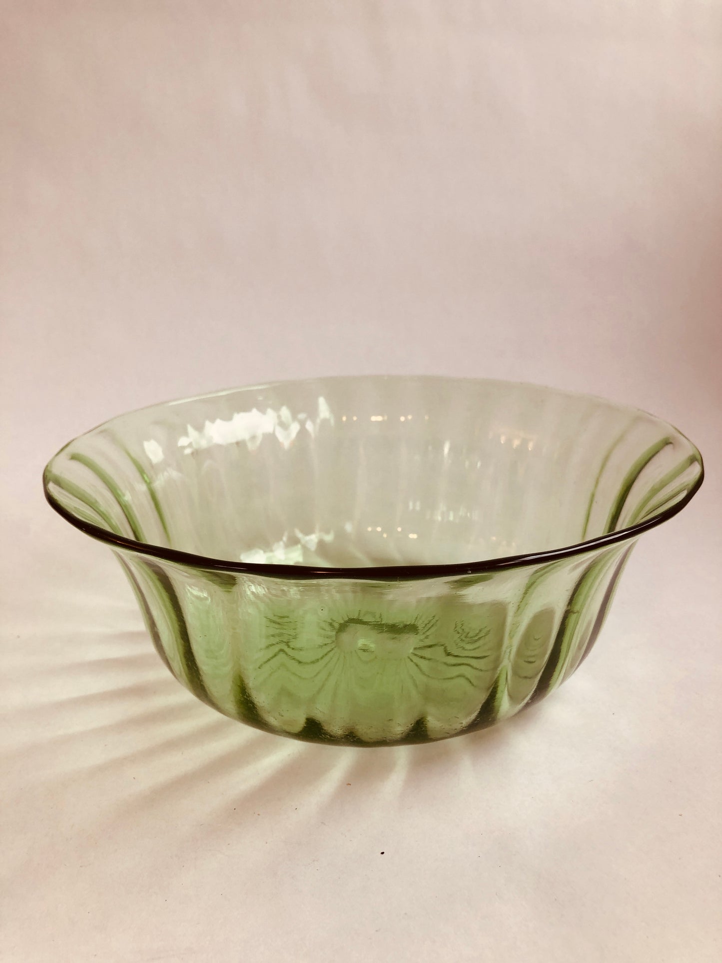 Vintage Uranium Glass Bowl Fluted Green
