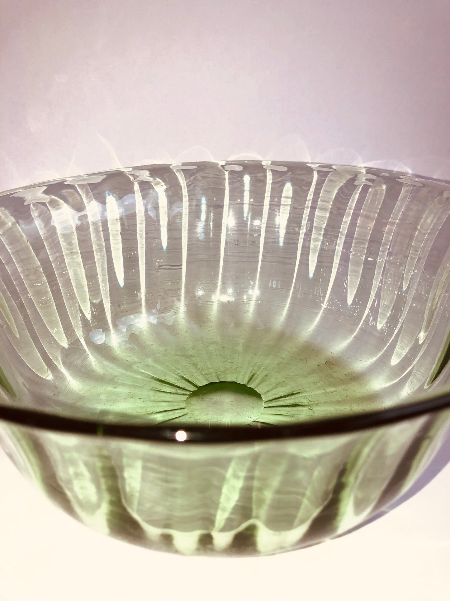 Vintage Uranium Glass Bowl Fluted Green