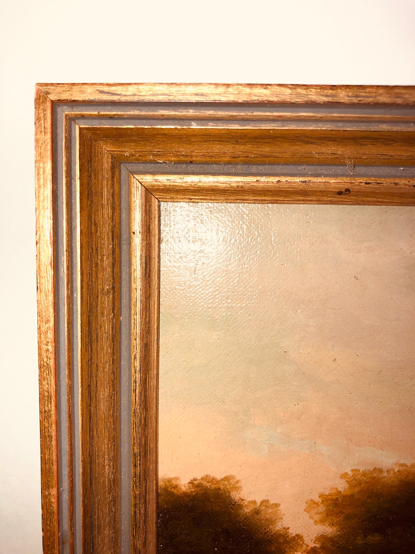 Vintage Oil Painting Cottage Landscape Gold Frame