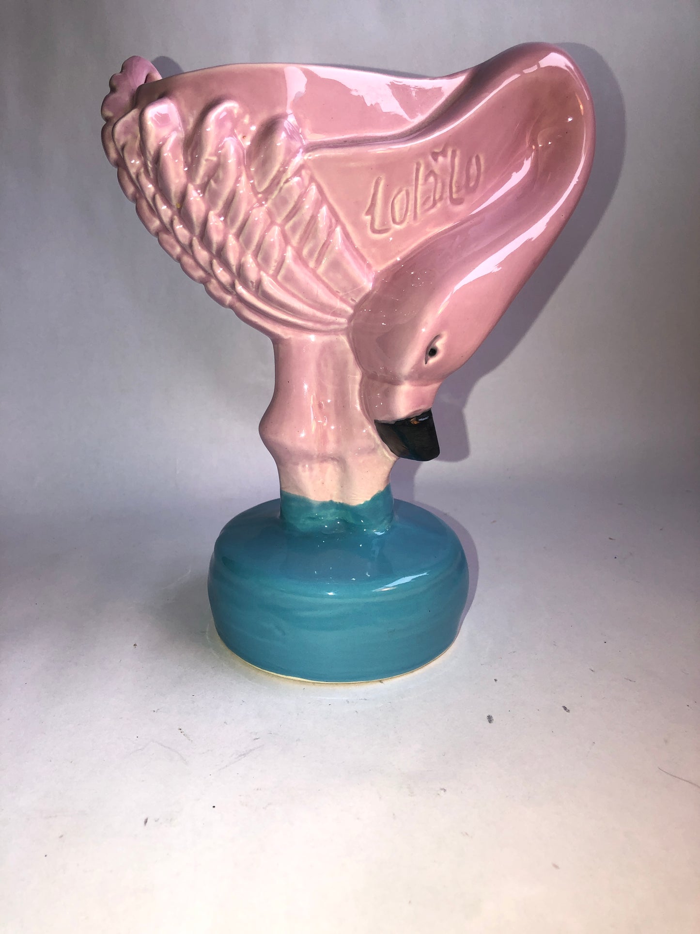 Vintage Ceramic Pink Flamingo Planter / Vase, Mid-Century Modern