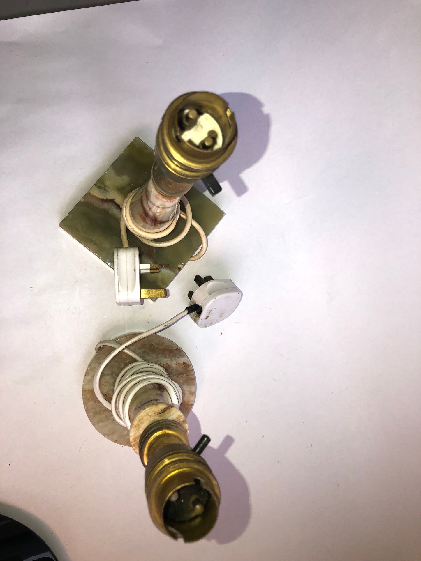 Pair of Vintage Onyx & Brass Table Lamps