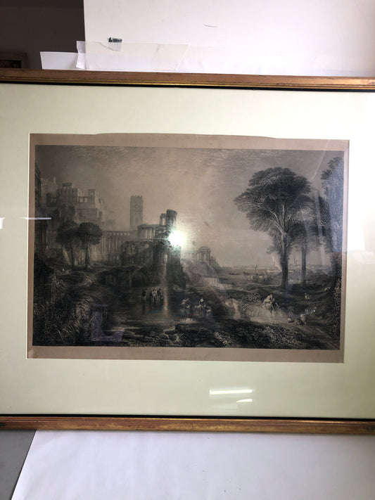 Vintage Framed Classical Landscape Engraving / Print