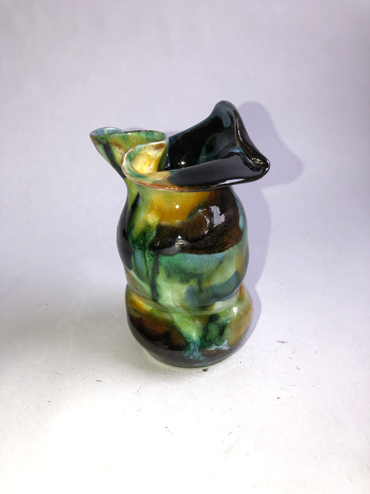 John Jelfs Studio Pottery Organic Multicolour Glaze Vase