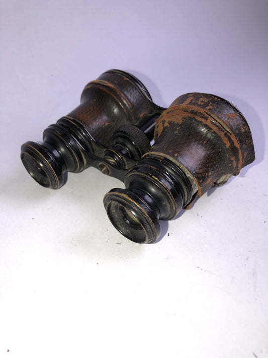 Vintage Leather Covered Opera Glasses Theatre Binoculars