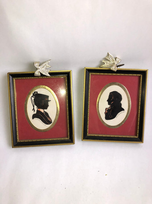 Framed Silhouette Portraits by Enid Elliott Linder (Pair)