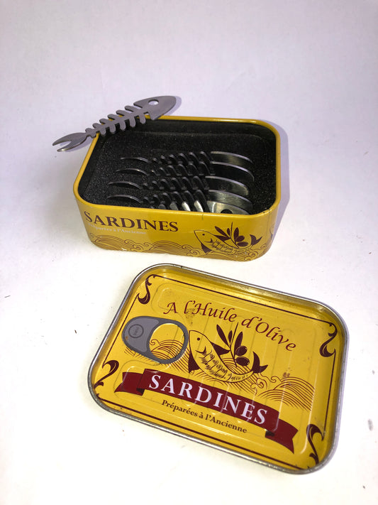 Sardine Tin Novelty Cutlery Set with Fishbone Picks - Belvi