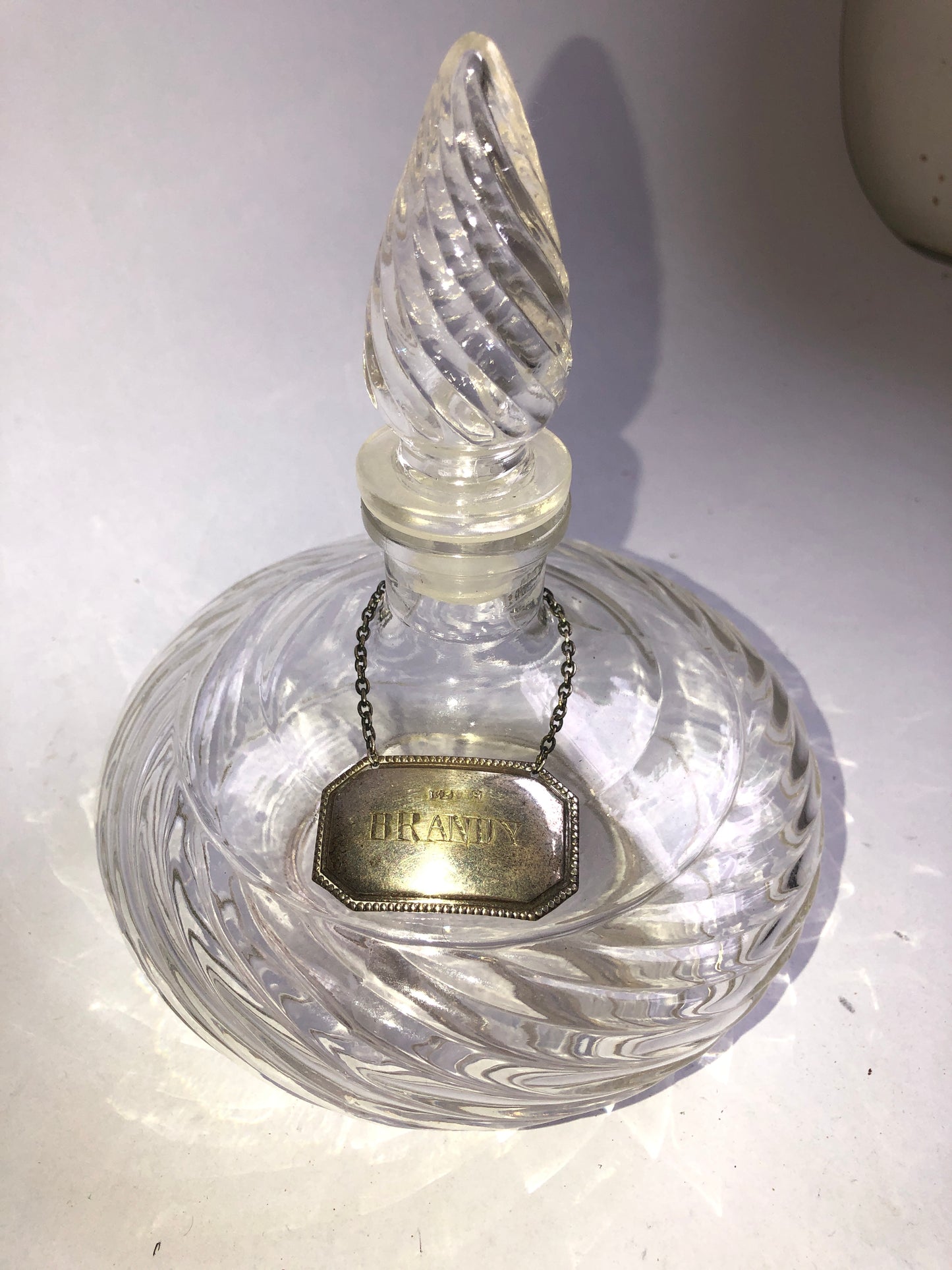 Elegant Vintage Cut Glass Decanter with 'Brandy' Spirit Label