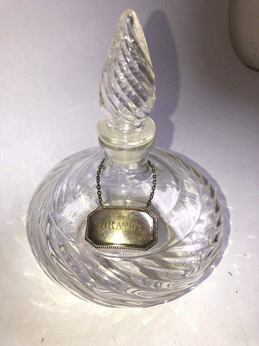 Elegant Vintage Cut Glass Decanter with 'Brandy' Spirit Label