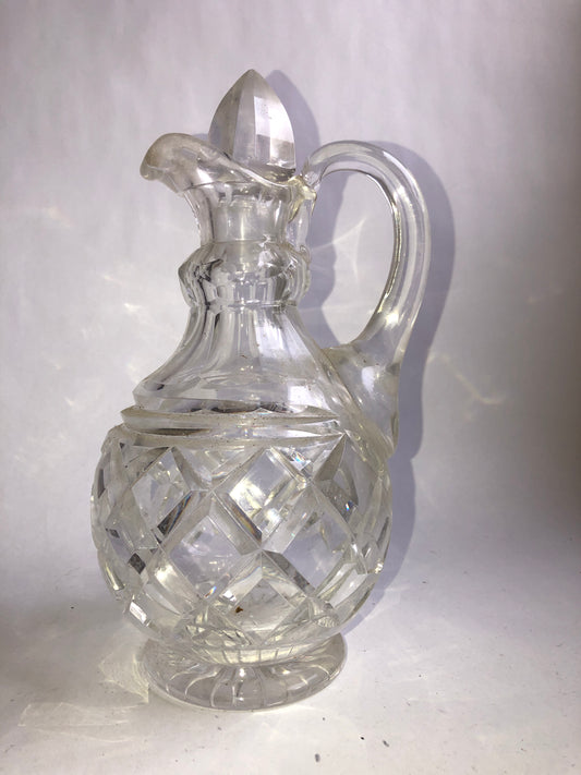 Classic Vintage Cut Glass Oil & Vinegar Cruet with Stopper