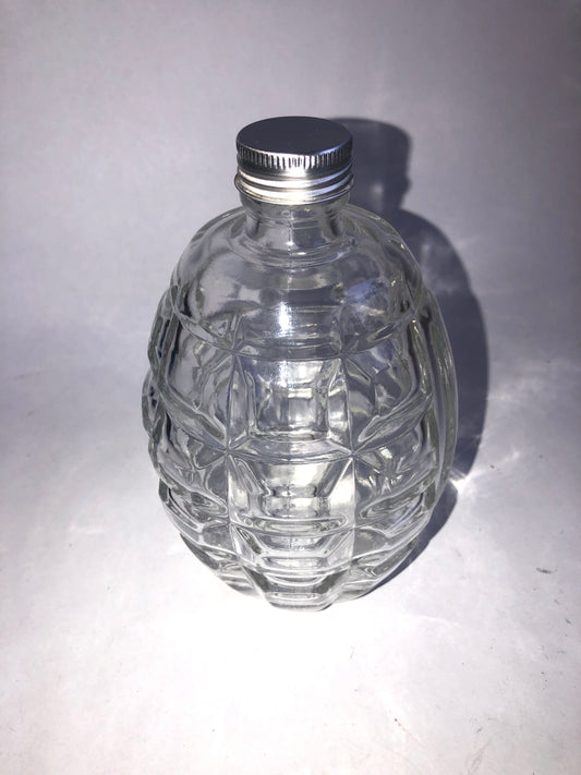 Unique Novelty Clear Glass Hand Grenade Bottle with Cap
