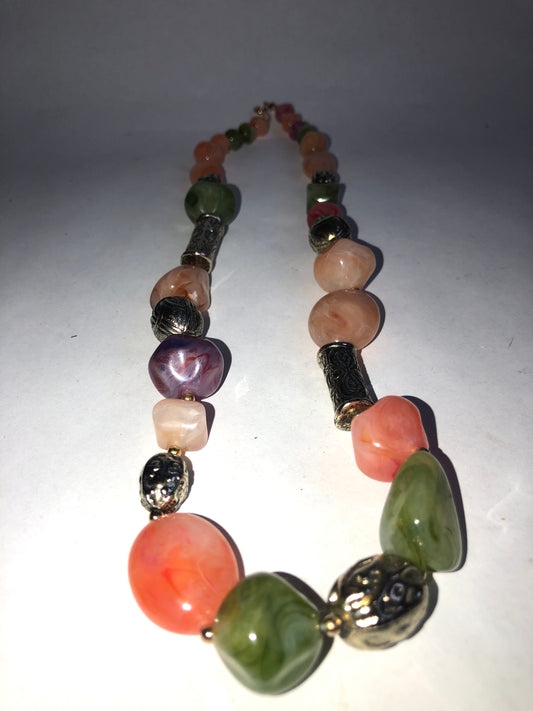 Vintage Multi-Colour Chunky Bead Necklace