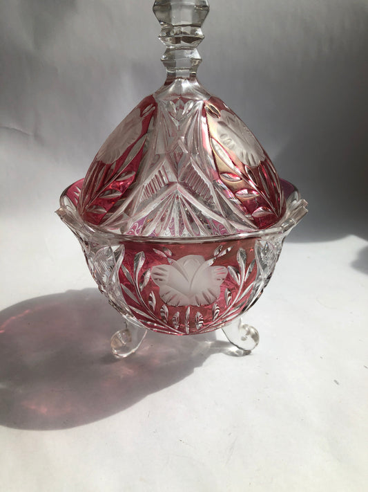 Clear Glass Lidded Candy Dish