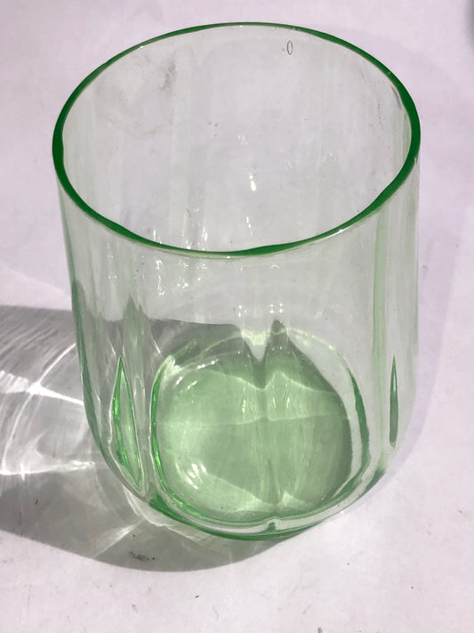 Vintage Uranium Glass Tumbler - Panelled Design