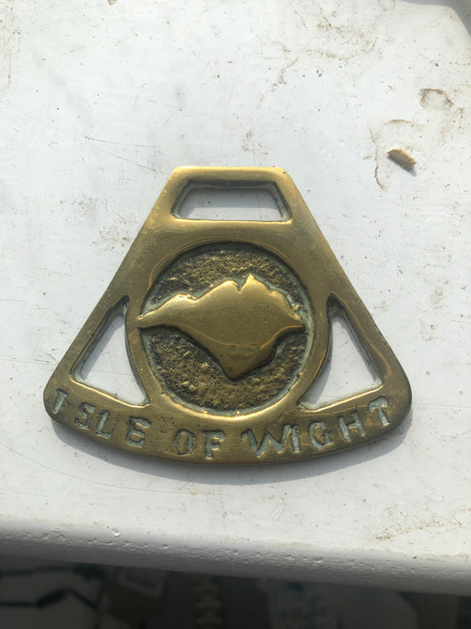 Vintage Isle of Wight Brass Horse Brass Map