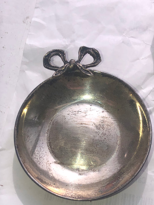 Vintage .925 Sterling Silver Bow Trinket Dish