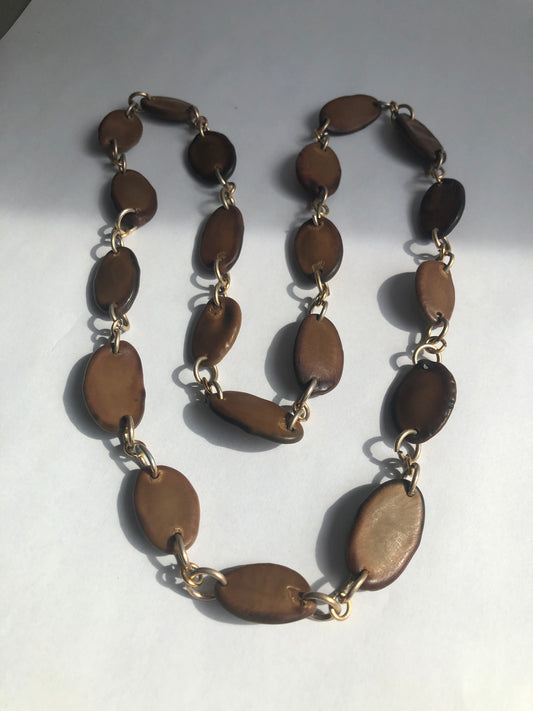 Vintage Brown Oval Link Necklace