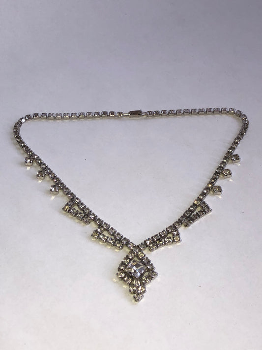 Vintage Rhinestone Statement Necklace