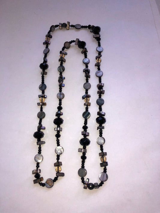 Multi-Strand Mother of Pearl & Mixed Bead Long Necklace