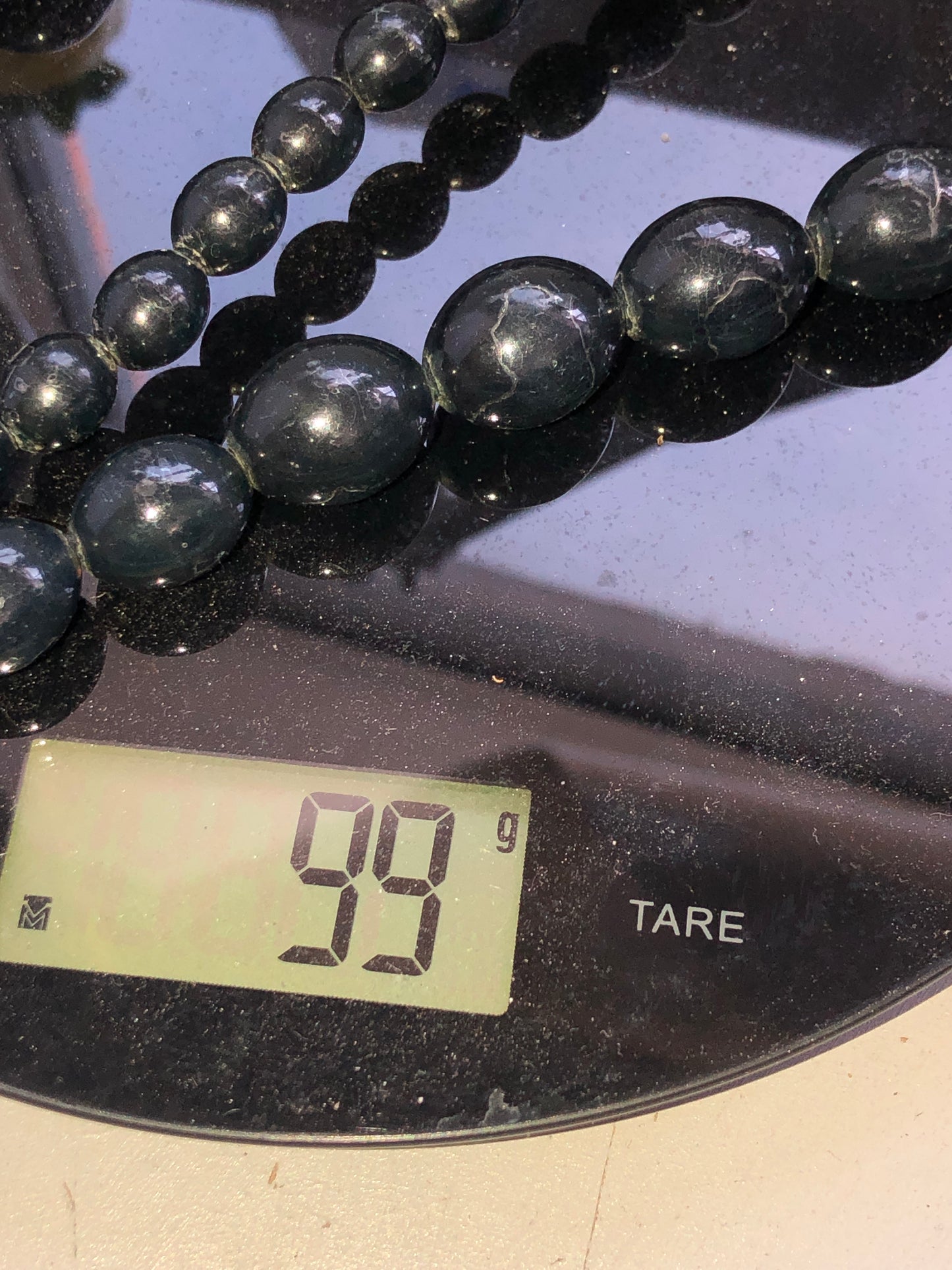 Vintage Graduated Black Oval Bead Necklace