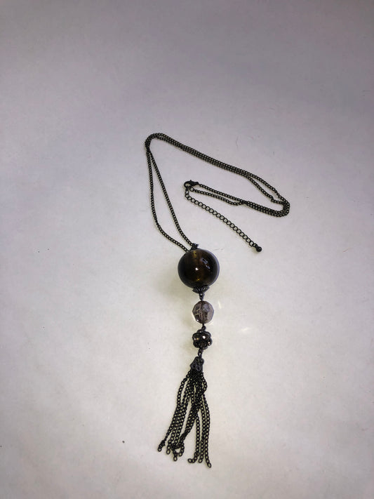 Contemporary Long Pendant Necklace with Mixed Beads & Tassel