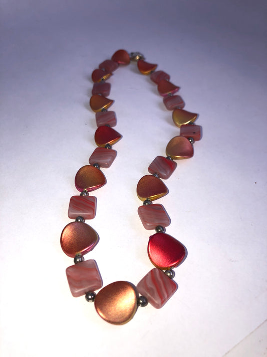 Vintage Abstract Art Glass Necklace with Magnetic Clasp