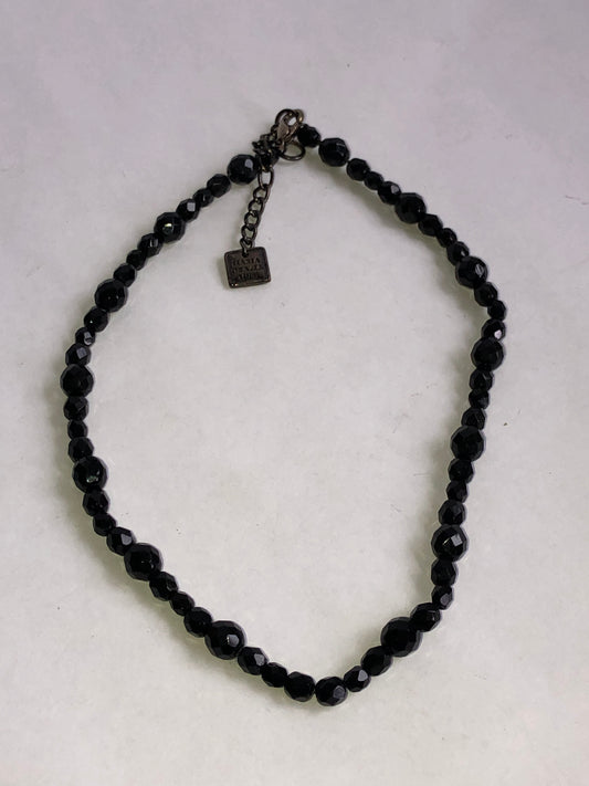 Authentic Maria Grazia Musi Faceted Black Bead Necklace