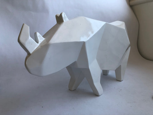Varaluz Casa 'Origami Zoo' White Ceramic Geometric Rhinoceros Figurine